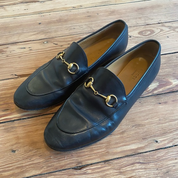 Gucci Black Leather Loafers with Gold Hardware - Picture 1 of 8